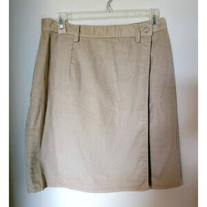 Woolrich Tan Corduroy Knee Length Wrap-Around A-Line Skirt Sz 12